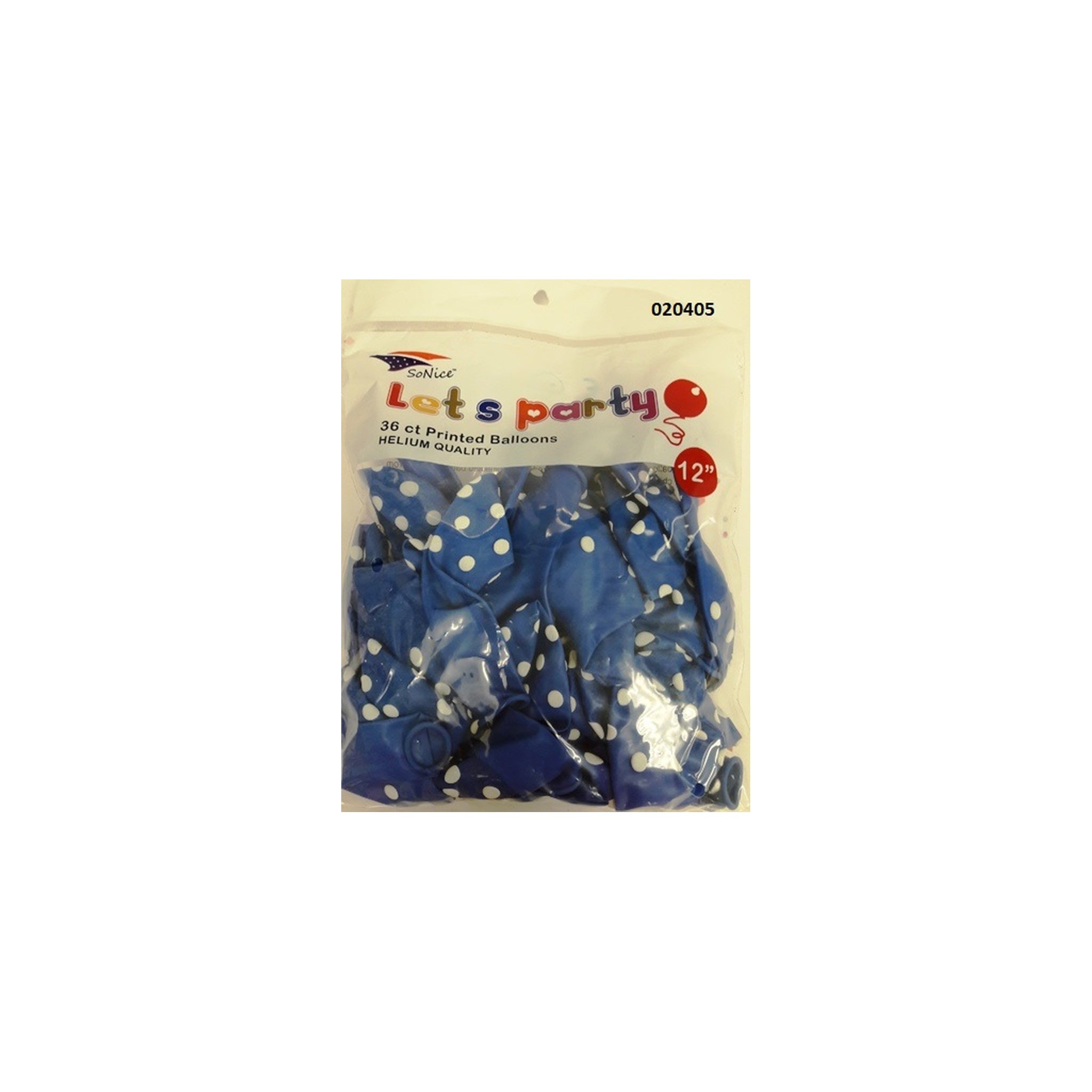 (c) 12" Balloon Dotted Royal Blue 36ct